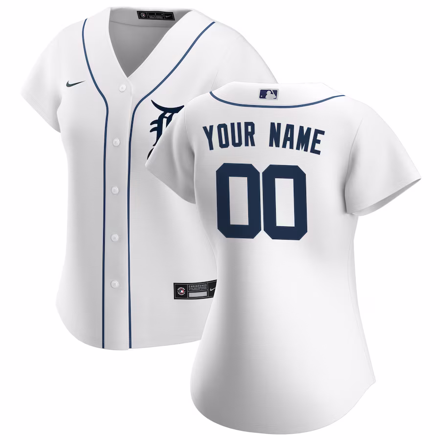 Women's Detroit Tigers Nike White Home Replica Custom Jersey - ujerseystore