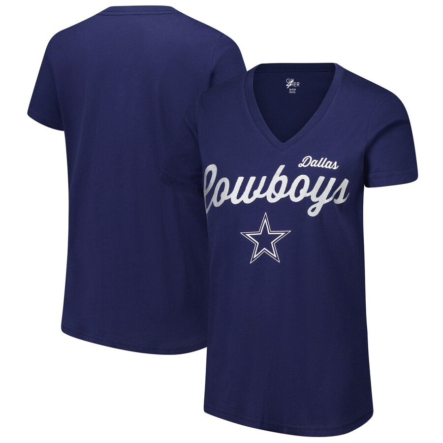 Women's Dallas Cowboys G-III 4Her by Carl Banks Navy Post Season V-Neck T-Shirt - ujerseystore