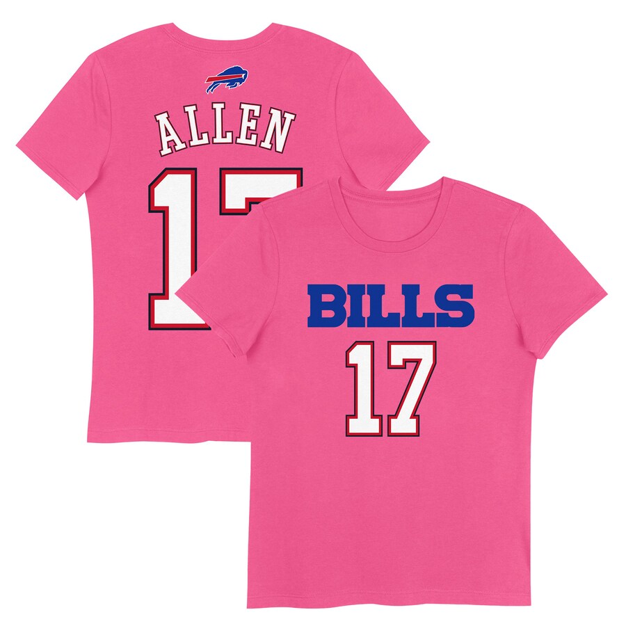 Girls Youth Buffalo Bills Josh Allen Pink Player Name & Number T-Shirt - ujerseystore