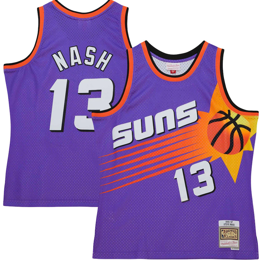 Men's Phoenix Suns Steve Nash Mitchell & Ness Purple Hardwood Classics 1996/97 Tropical Swingman Jersey - ujerseystore