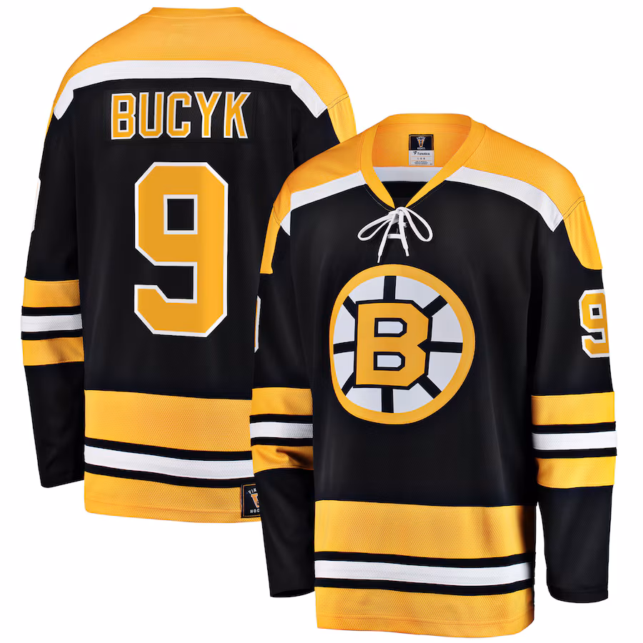 Men's Boston Bruins John Bucyk Fanatics Black Premier Breakaway Retired Player Jersey - ujerseystore
