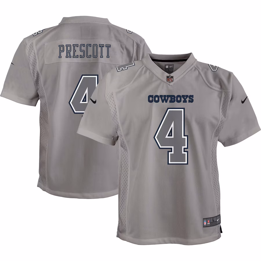 Youth Dallas Cowboys Dak Prescott Nike Gray Atmosphere Game Jersey - ujerseystore