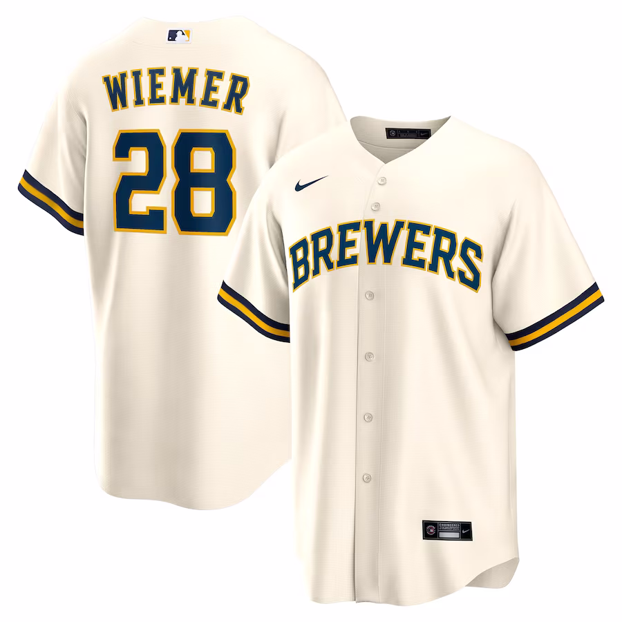 Men's Milwaukee Brewers Joey Wiemer Nike Cream Home Replica Player Jersey - ujerseystore