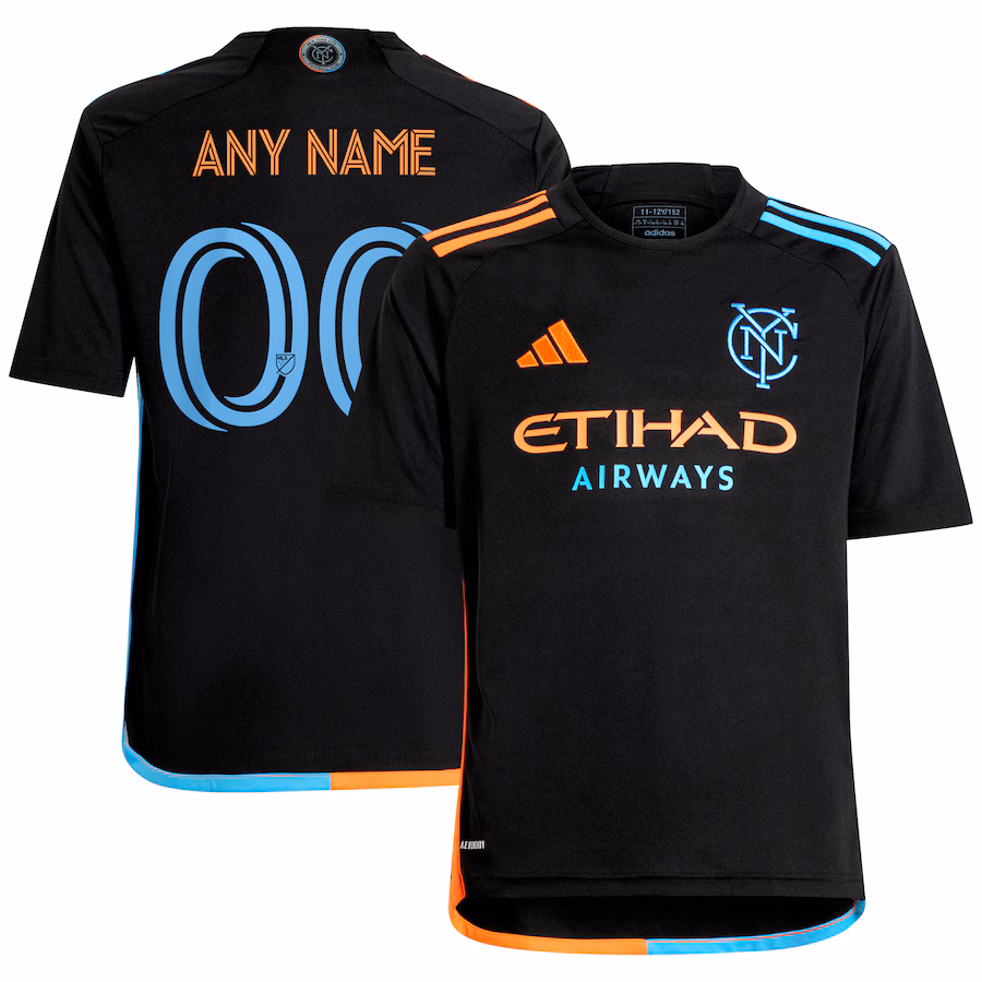Youth New York City FC  adidas Black 2024 24/7 Kit Replica Custom Jersey - ujerseystore