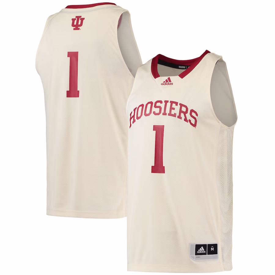 #1 Indiana Hoosiers adidas Swingman Basketball Jersey - Cream - ujerseystore