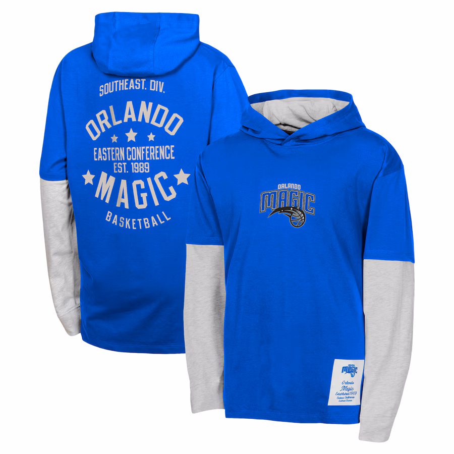 Youth Orlando Magic Blue Small Ball Long Sleeve Hoodie T-Shirt - ujerseystore