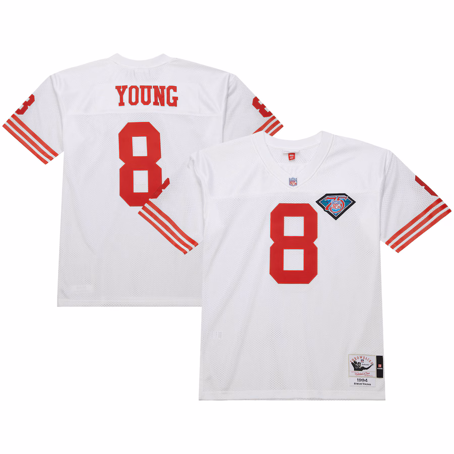 Men's San Francisco 49ers 1994 Steve Young Mitchell & Ness White Authentic Throwback Retired Player Jersey - ujerseystore