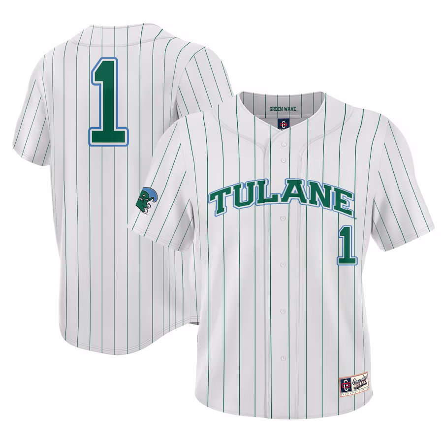 #1 Tulane Green Wave GameDay Greats Youth Lightweight Baseball Jersey - White - ujerseystore