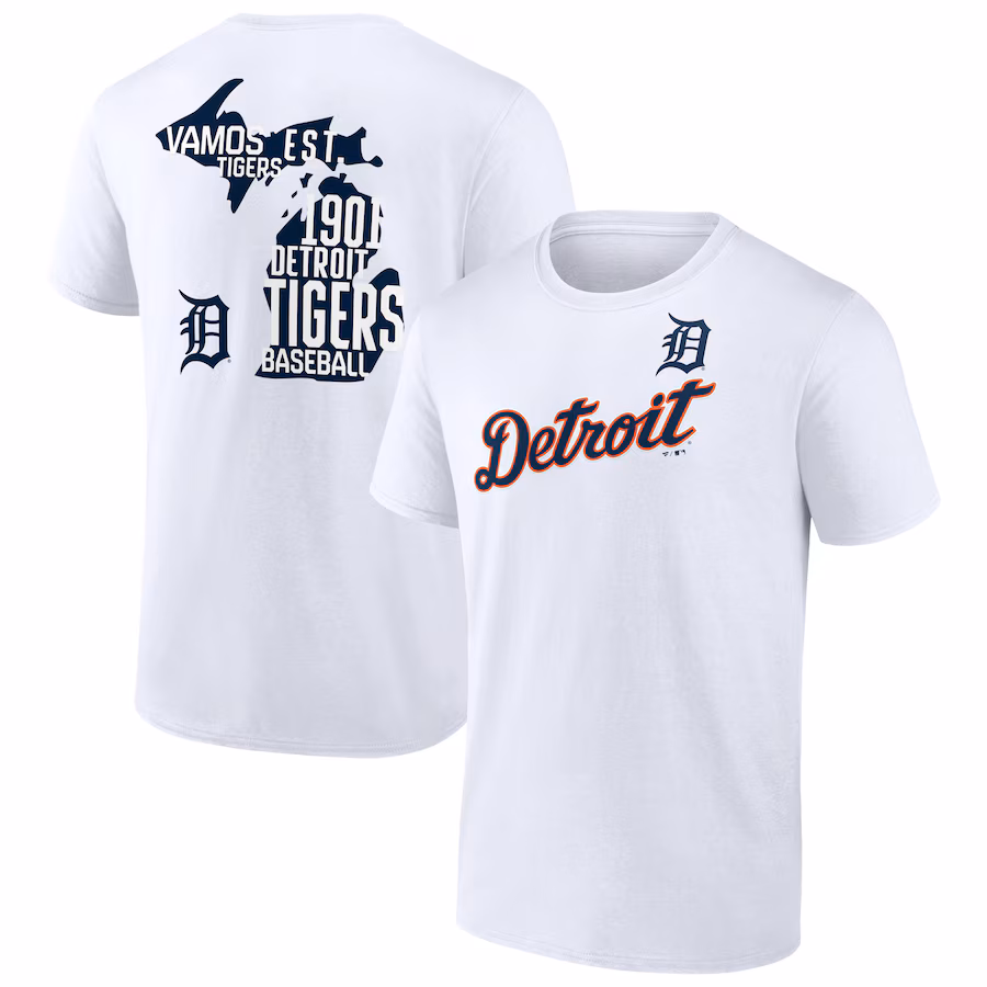 Men's Detroit Tigers White Team Hot Shot T-Shirt - ujerseystore