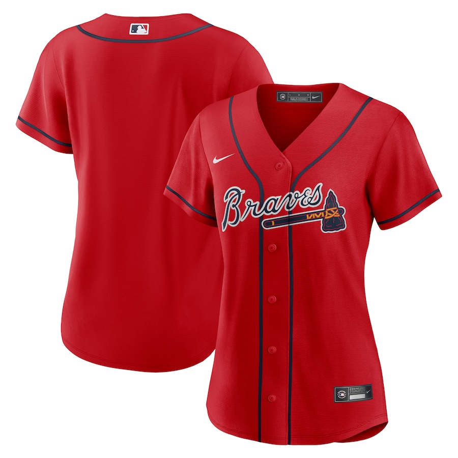 Women's Atlanta Braves Nike Red Alternate Replica Team Jersey - ujerseystore