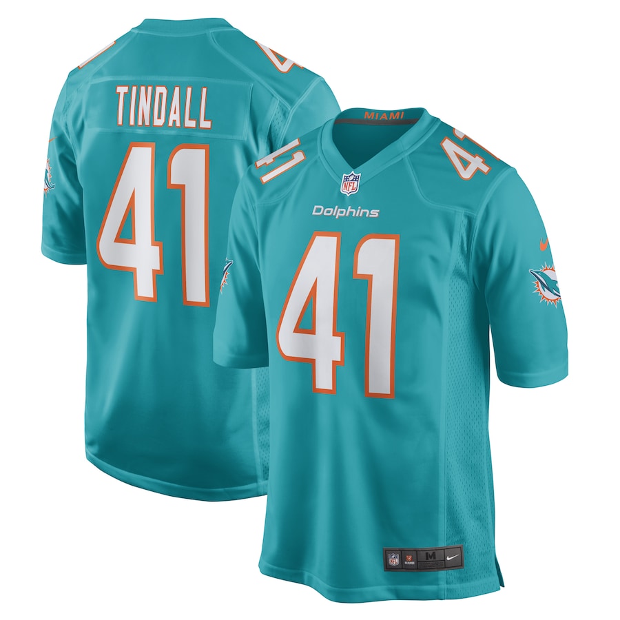 Men's Miami Dolphins Channing Tindall Nike Aqua Game Player Jersey - ujerseystore