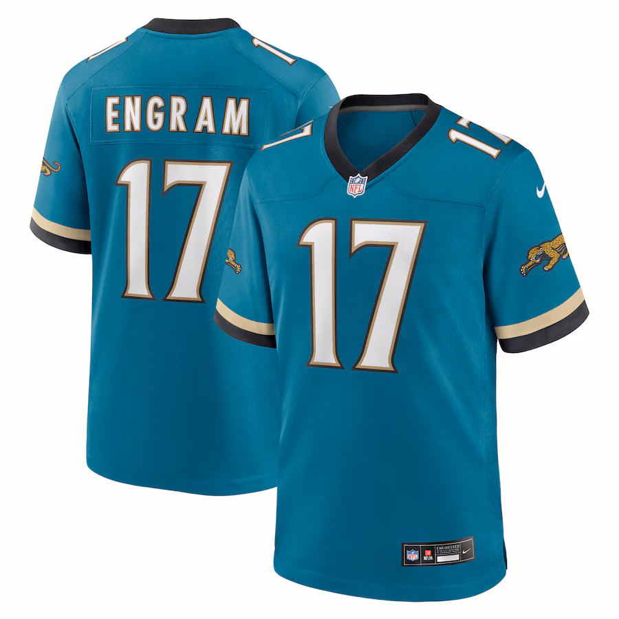 Men's Jacksonville Jaguars Evan Engram Nike Teal Prowler Throwback Player Game Jersey - ujerseystore