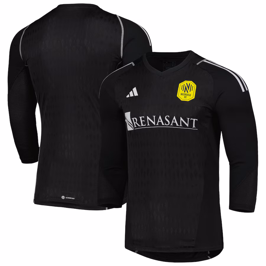 Men's Nashville SC adidas Black 2023 Goalkeeper Long Sleeve Replica Jersey - ujerseystore