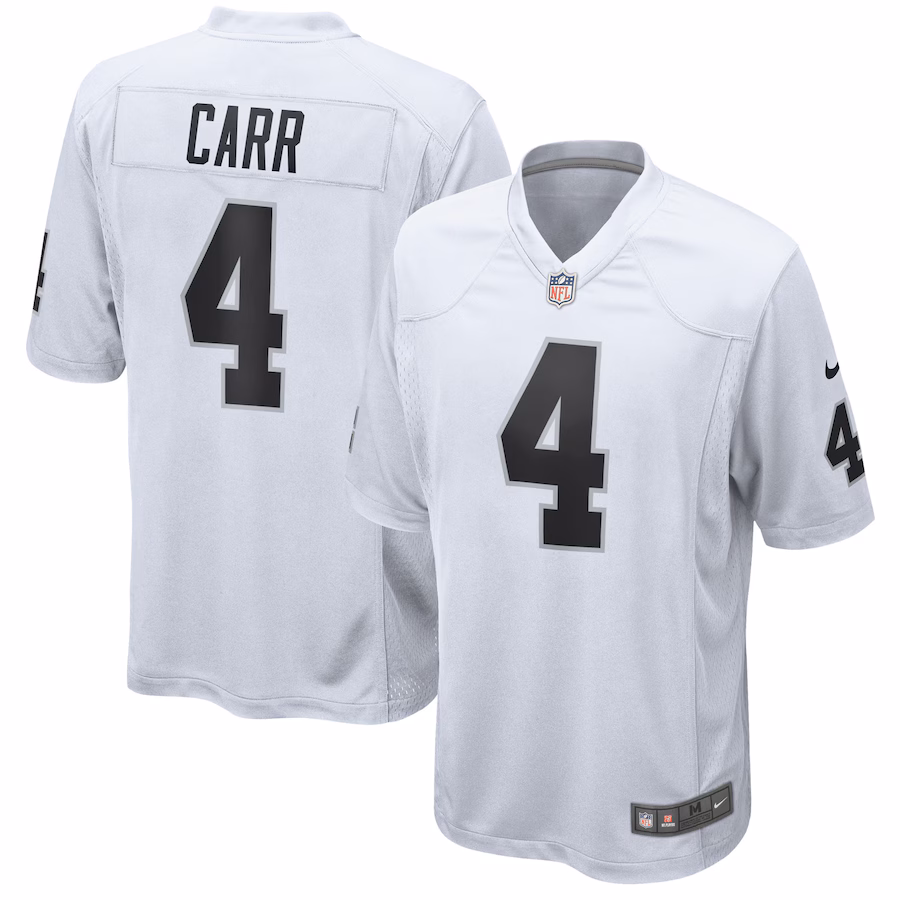 Mens Las Vegas Raiders Derek Carr Nike White Game Jersey - ujerseystore
