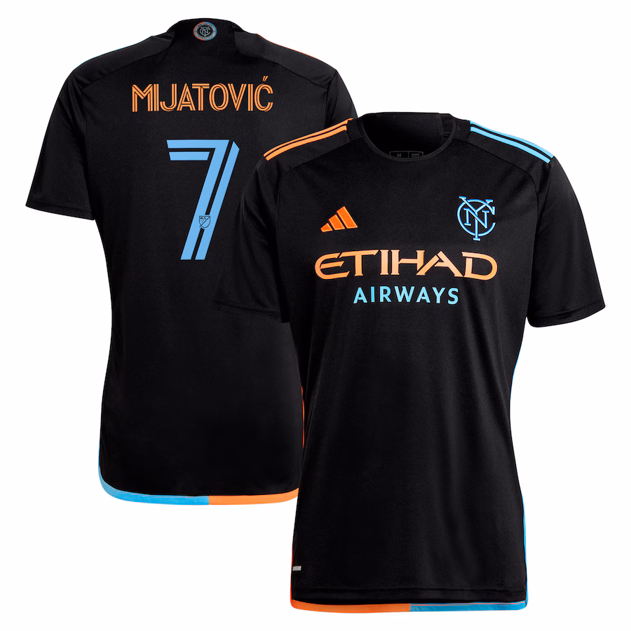 Men's New York City FC Jovan Mijatović adidas Black 2024 24/7 Kit Replica Player Jersey - ujerseystore