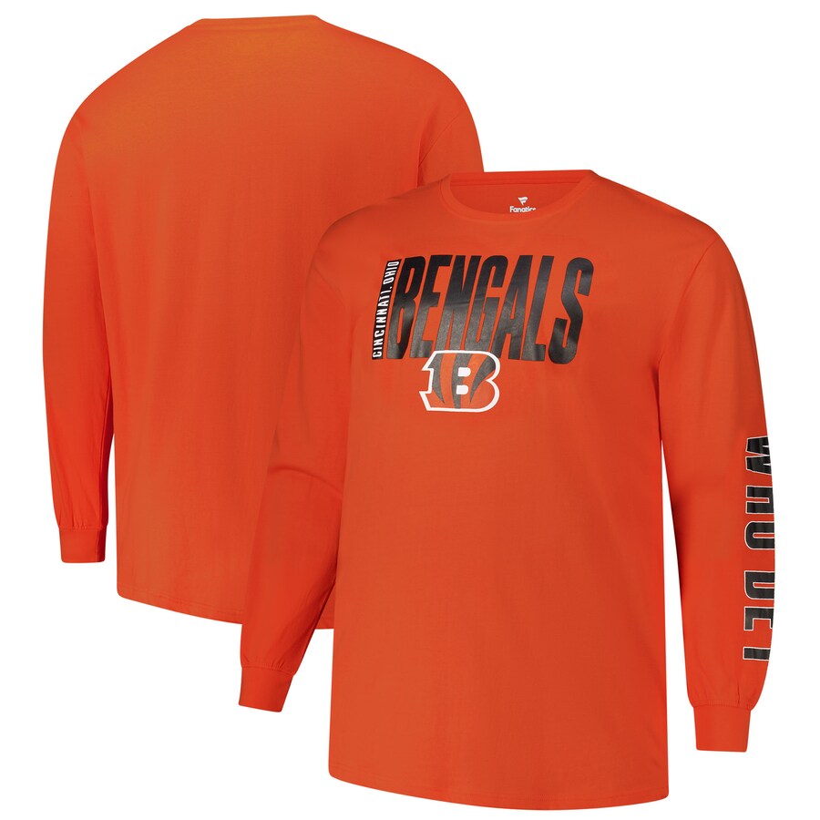 Men's Cincinnati Bengals  Fanatics Orange Big & Tall Vision Long Sleeve T-Shirt - ujerseystore