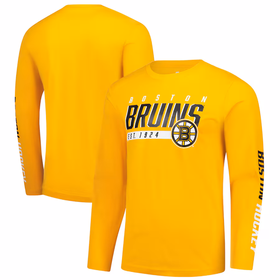 Men's Boston Bruins Fanatics Gold Long Sleeve T-Shirt - ujerseystore