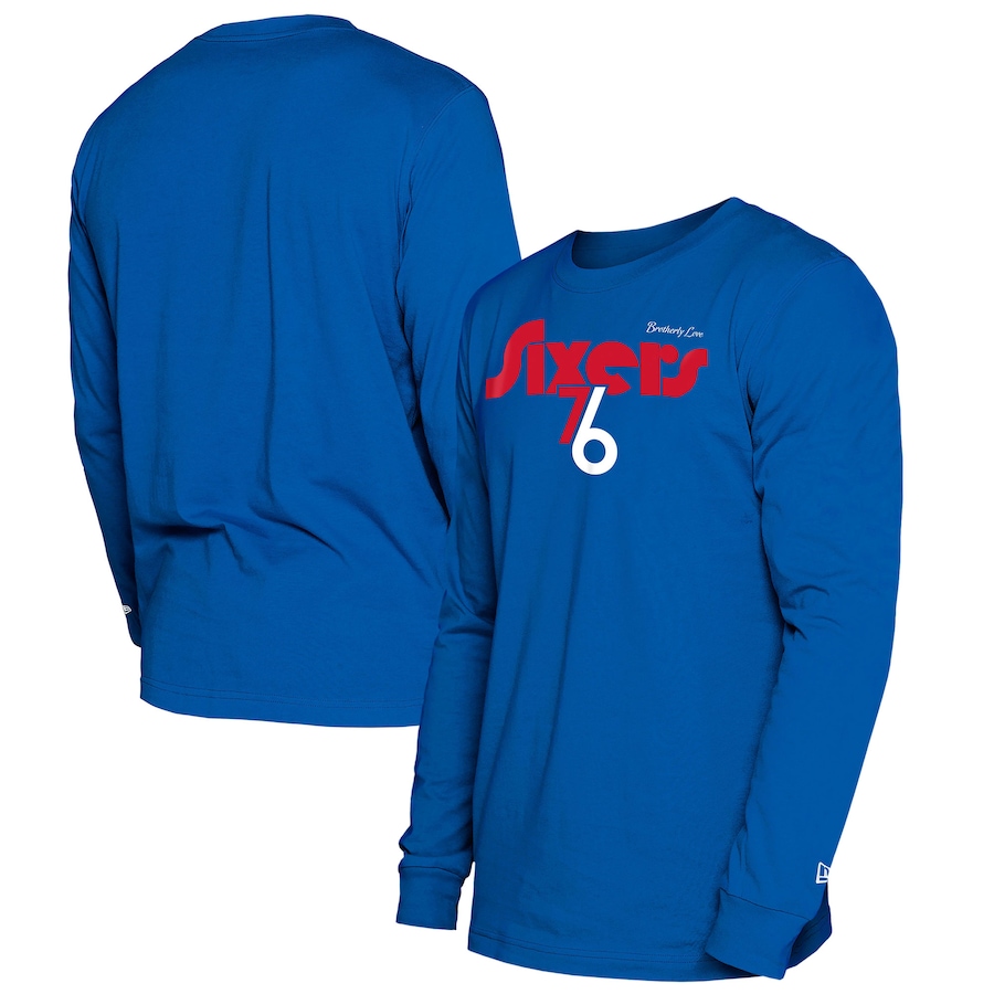 Men's Philadelphia 76ers  New Era Royal 2024/25 City Edition Long Sleeve T-Shirt - ujerseystore