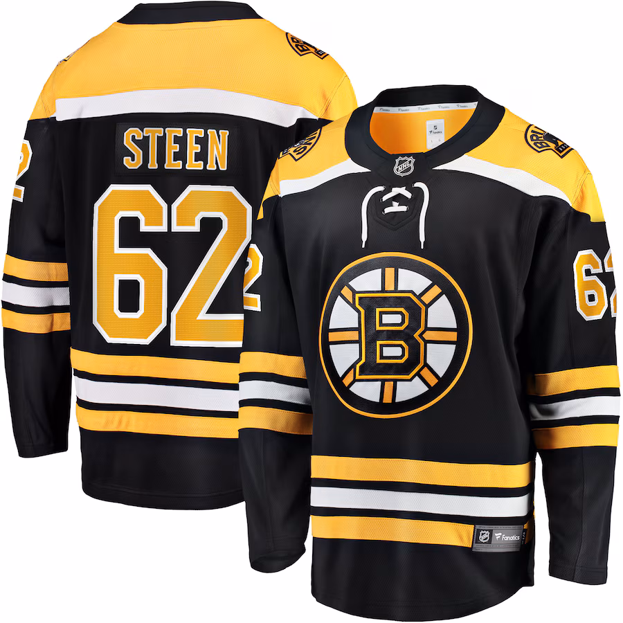 Men's Boston Bruins Oskar Steen Fanatics Black Home Breakaway Player Jersey - ujerseystore