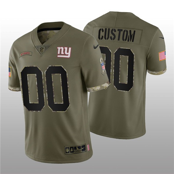 Men's New York Giants ACTIVE PLAYER Custom 2022 Olive Salute To Service Limited Stitched Jersey - ujerseystore