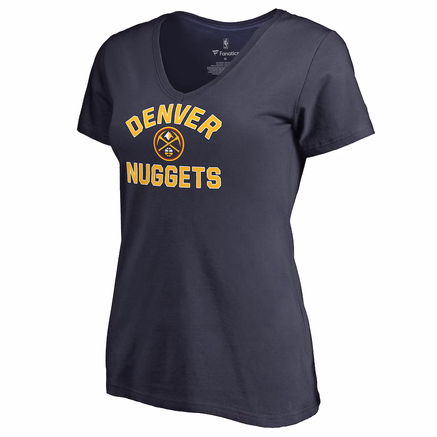 Women's Denver Nuggets Navy Overtime V-Neck T-Shirt - ujerseystore