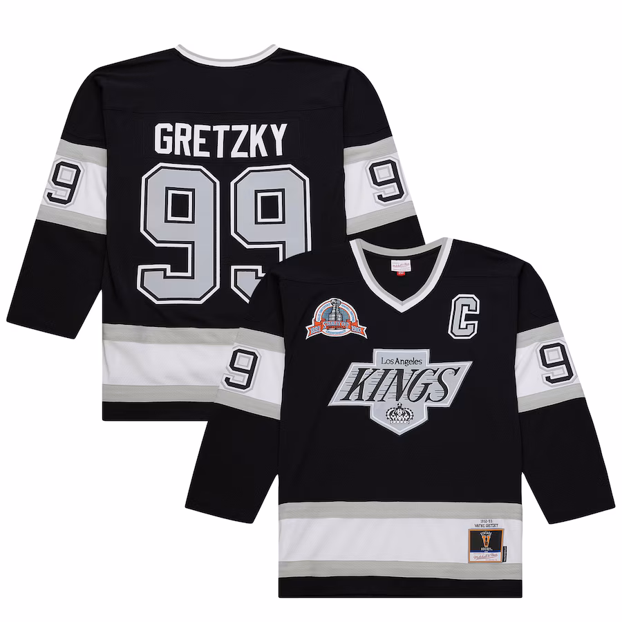 Men's Los Angeles Kings Wayne Gretzky Mitchell & Ness Black Big & Tall 1992/93 Blue Line 2.0 Jersey - ujerseystore