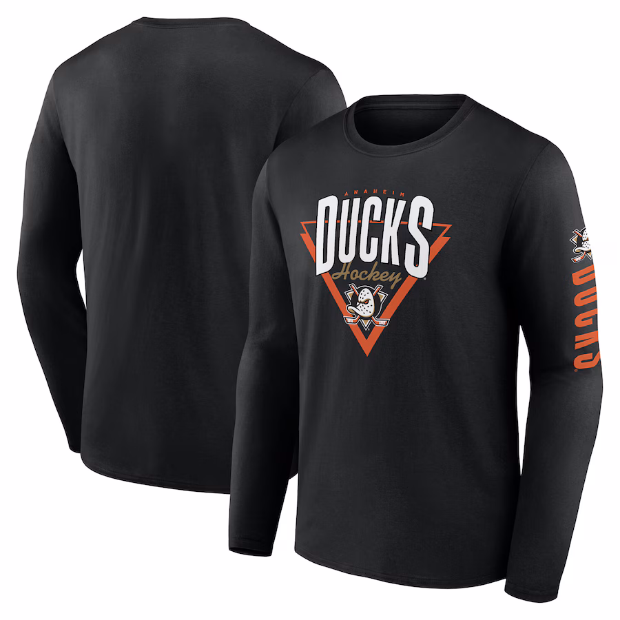 Men's Anaheim Ducks Fanatics Black Headline Long Sleeve T-Shirt - ujerseystore