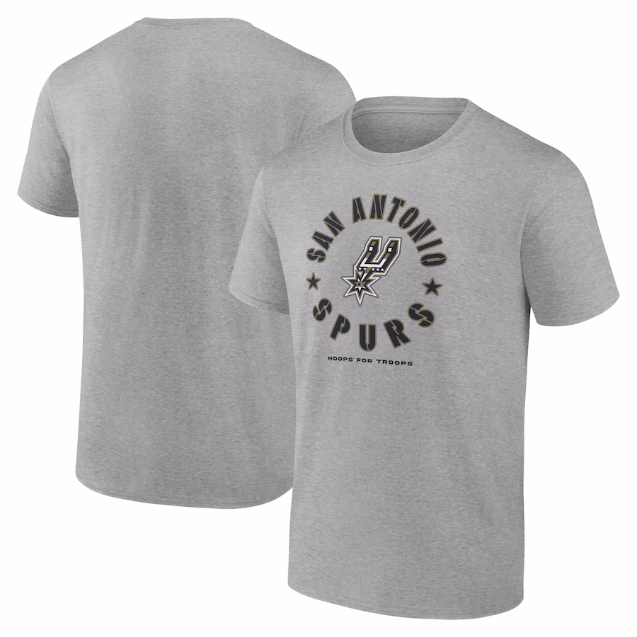 Men's San Antonio Spurs Heather Gray Hoops for Troops T-Shirt - ujerseystore