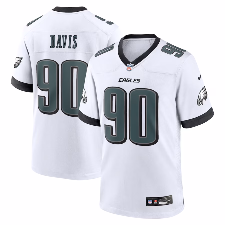 Men's Philadelphia Eagles Jordan Davis Nike White White Game Jersey - ujerseystore