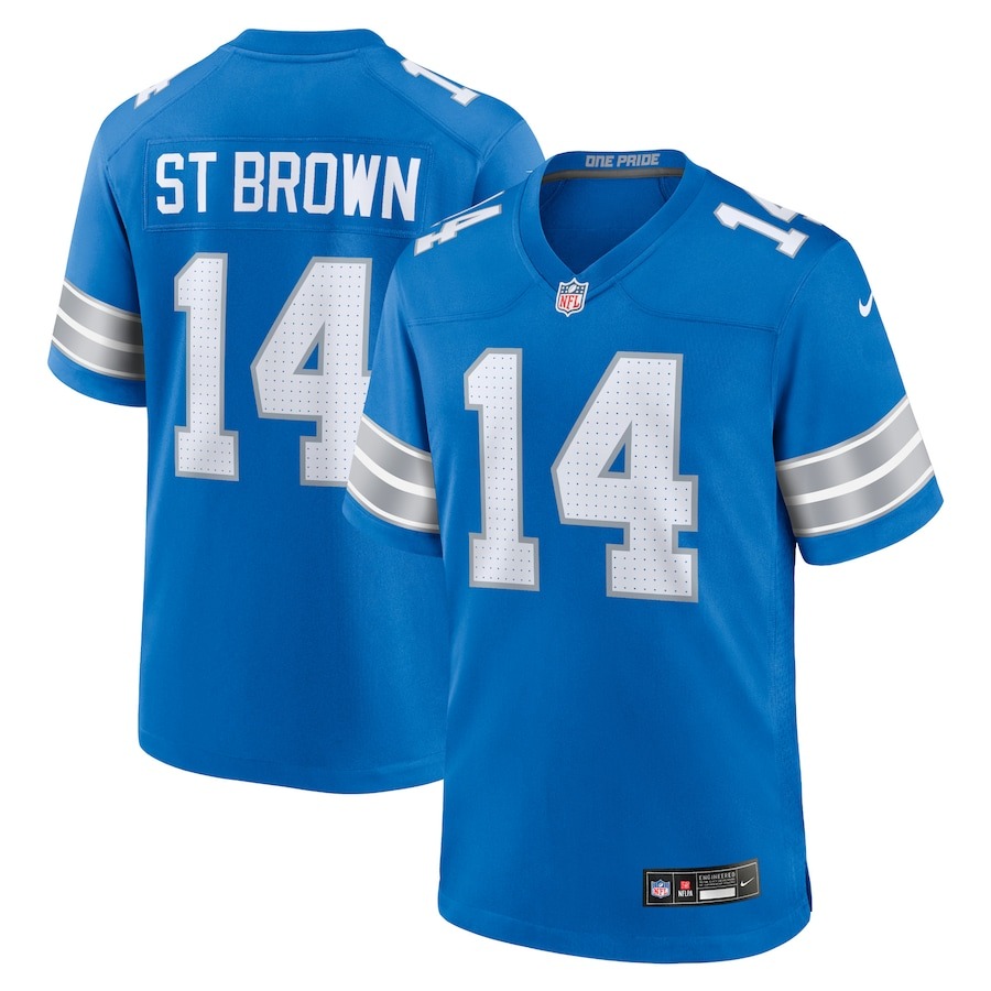 Men's Detroit Lions Amon-Ra St. Brown Nike Blue Game Jersey - ujerseystore
