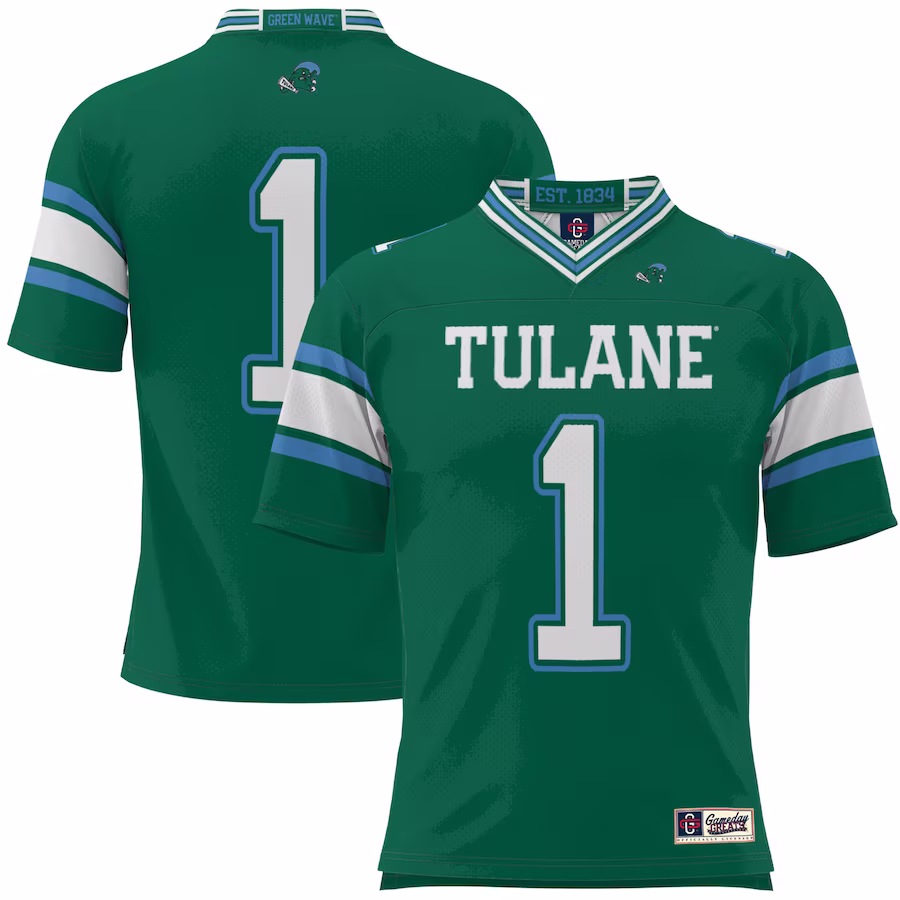 #1 Tulane Green Wave GameDay Greats Youth Football Jersey - Green - ujerseystore