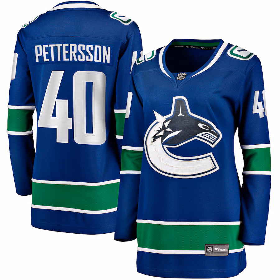 Women's Vancouver Canucks Elias Pettersson Fanatics Blue Home Breakaway Player Jersey - ujerseystore