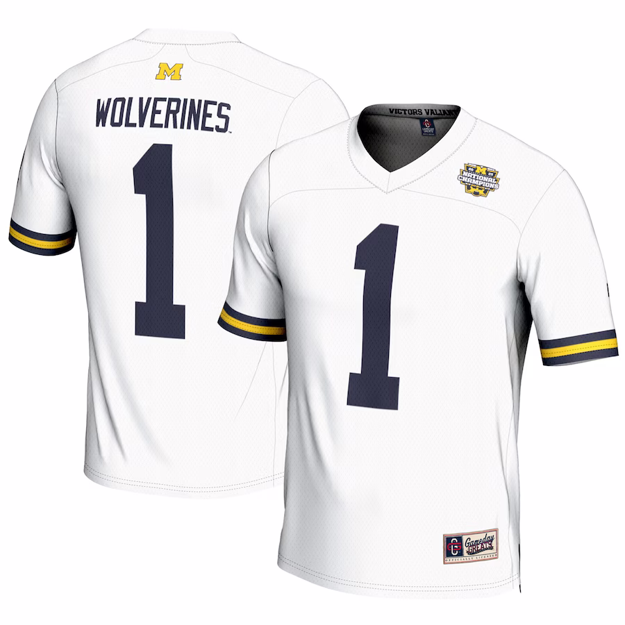 #1 Michigan Wolverines GameDay Greats College Football Playoff 2023 National Champions Lightweight Fashion Jersey - White - ujerseystore