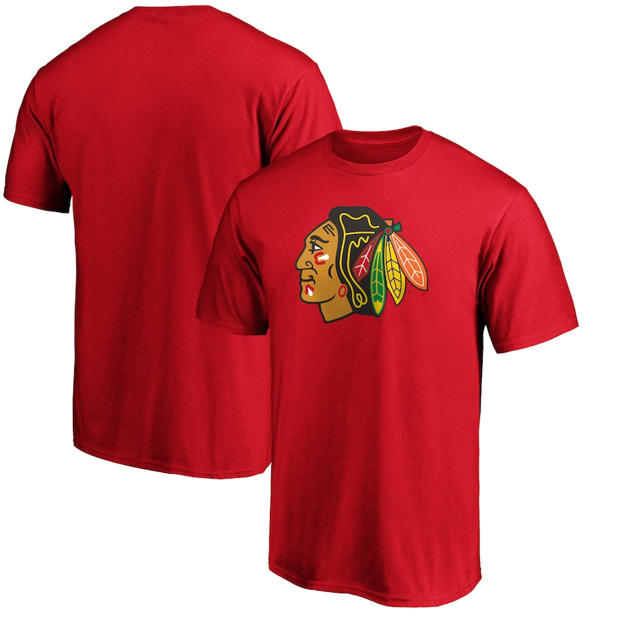 Men's Chicago Blackhawks Red Primary Logo Team T-Shirt - ujerseystore