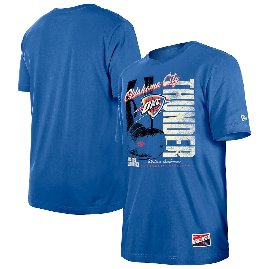 Men's Oklahoma City Thunder  New Era Blue Distressed Throwback Vintage Color Pack T-Shirt - ujerseystore