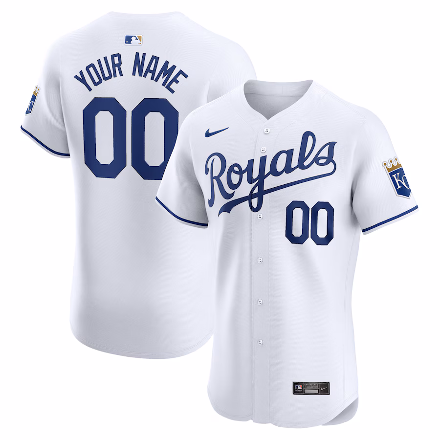 Men's Kansas City Royals Nike White Home Elite Custom Jersey - ujerseystore