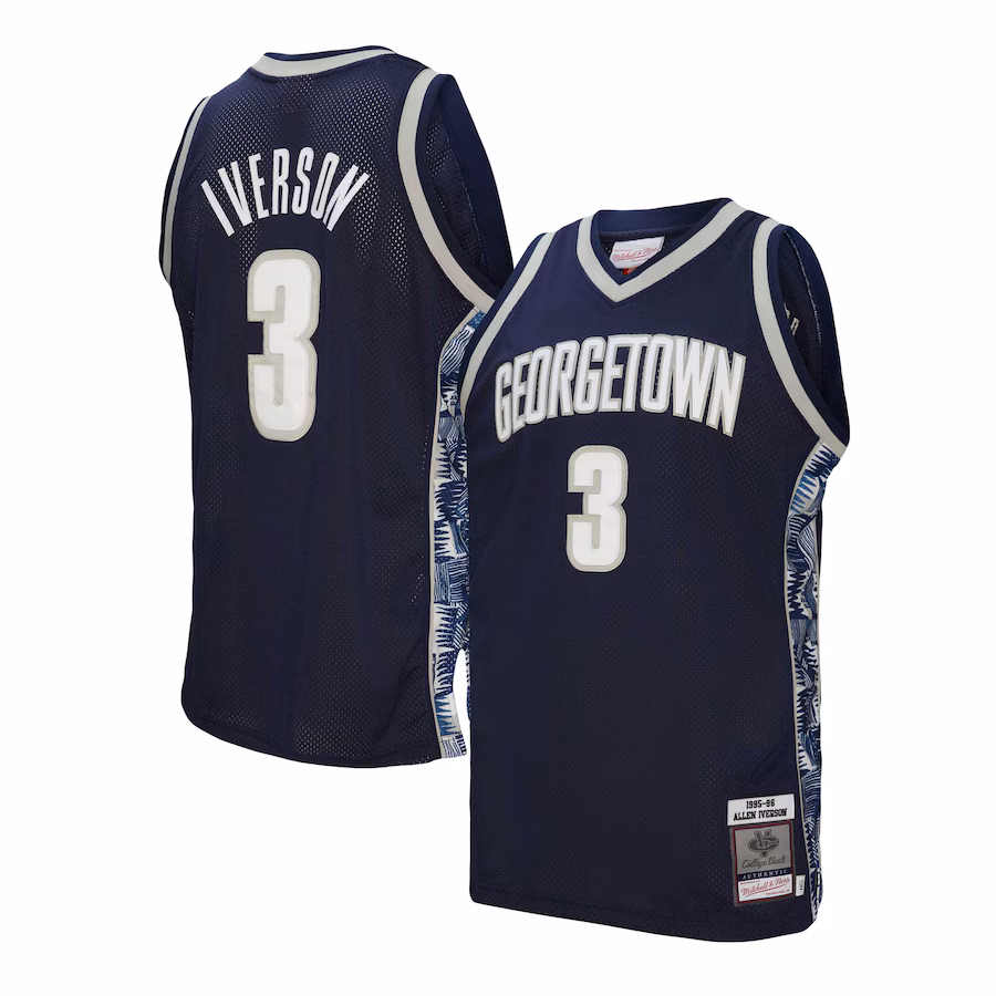 Men's Mitchell & Ness Allen Iverson Navy Georgetown Hoyas 1995/96 Authentic Jersey - ujerseystore