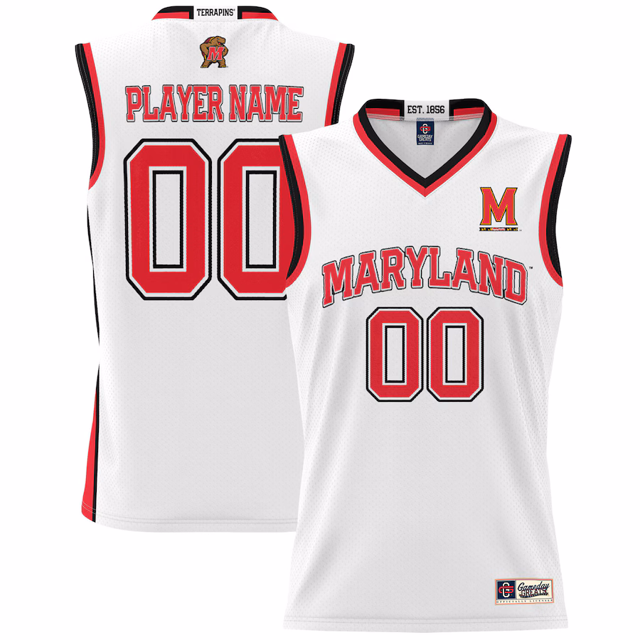 Maryland Terrapins GameDay Greats Youth NIL Pick-A-Player Basketball Jersey - White - ujerseystore