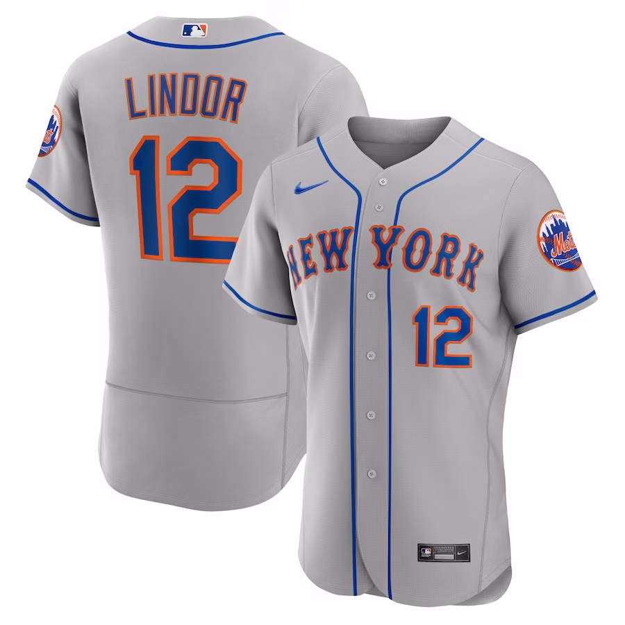 Men's New York Mets Francisco Lindor Nike Gray Road Authentic Player Jersey - ujerseystore