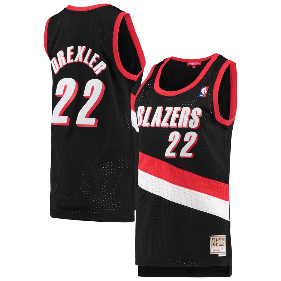 Women's Portland Trail Blazers Clyde Drexler Mitchell & Ness Black 1991/92 Hardwood Classics Swingman Jersey - ujerseystore