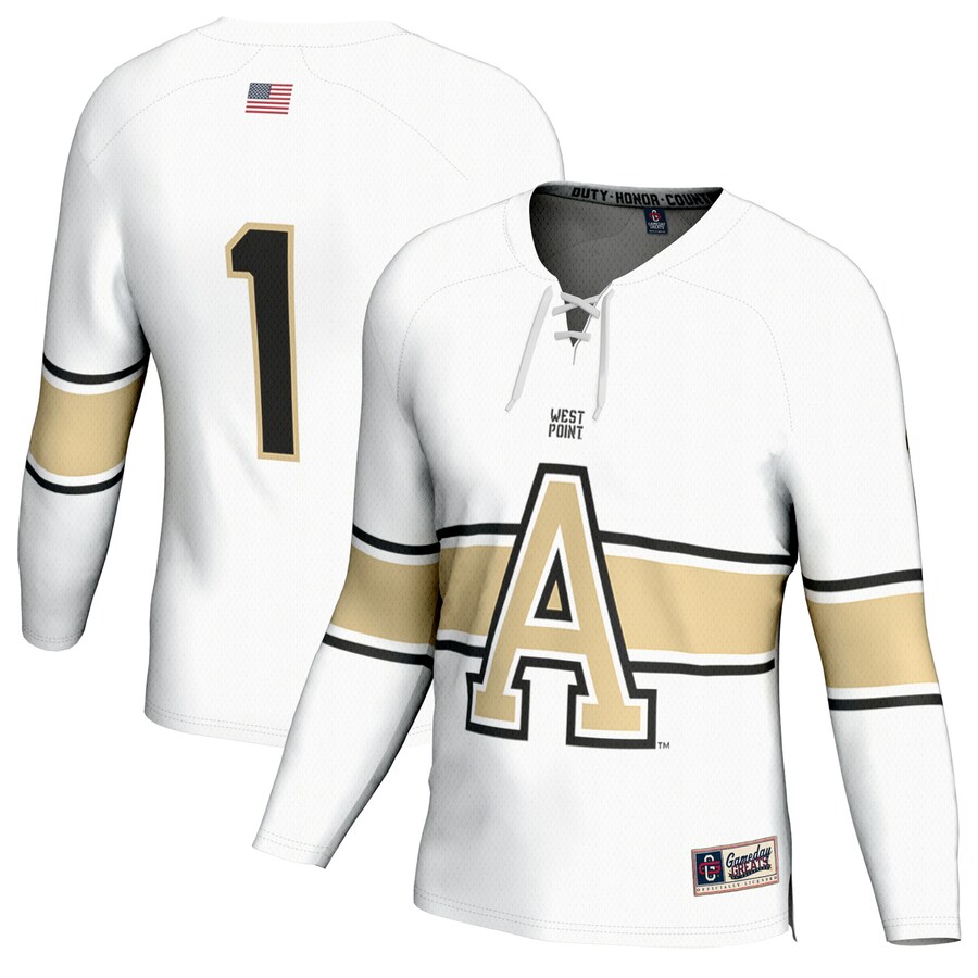 #1 Army Black Knights GameDay Greats Youth Ice Hockey Fashion Jersey - White - ujerseystore