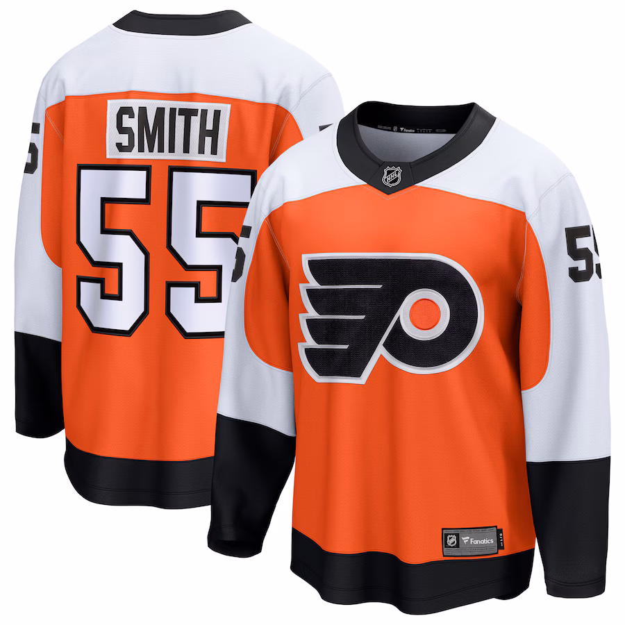 Men's Philadelphia Flyers Givani Smith Fanatics Orange Home Breakaway Jersey - ujerseystore