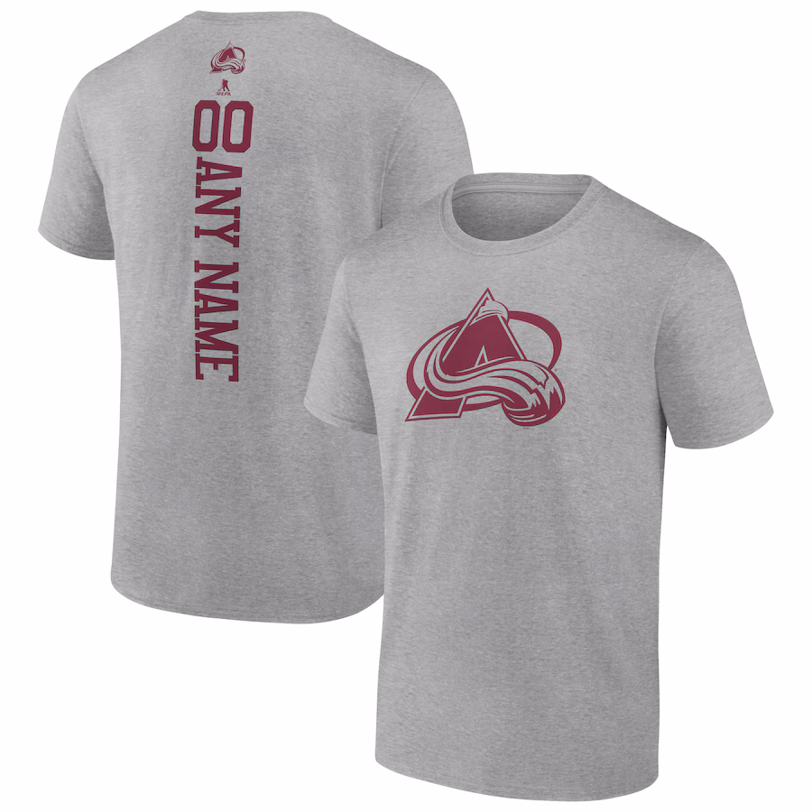 Men's Colorado Avalanche Heather Gray Personalized Name & Number T-Shirt - ujerseystore