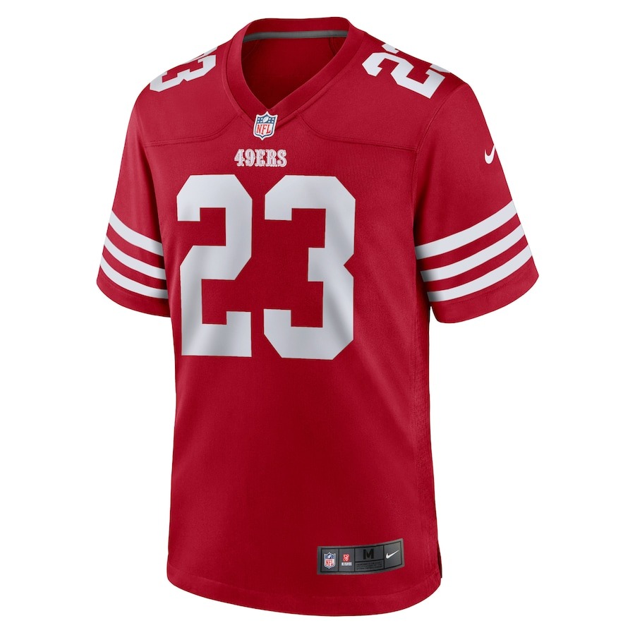 Men's San Francisco 49ers Christian McCaffrey Nike Scarlet Game Player Jersey - ujerseystore