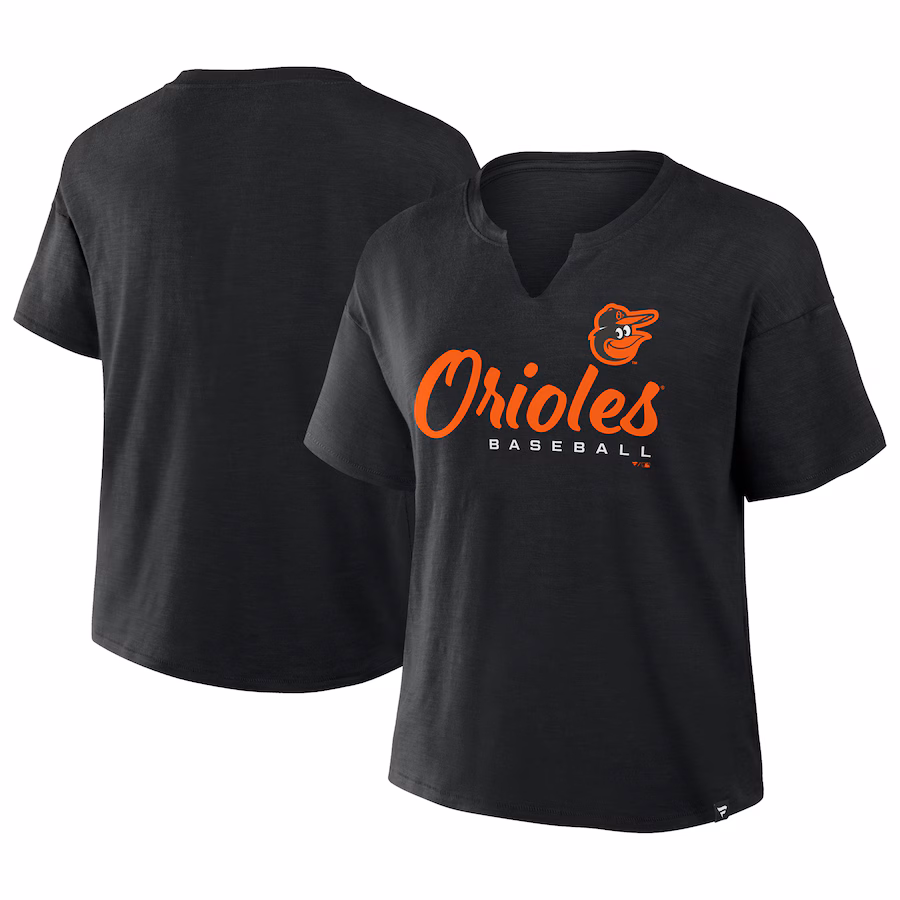 Women's Baltimore Orioles Fanatics Black Fan Fave Stadium Slub T-Shirt - ujerseystore