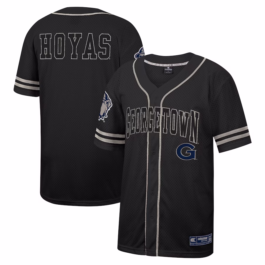 Georgetown Hoyas Colosseum Free Spirited Mesh Button-Up Baseball Jersey - Black - ujerseystore