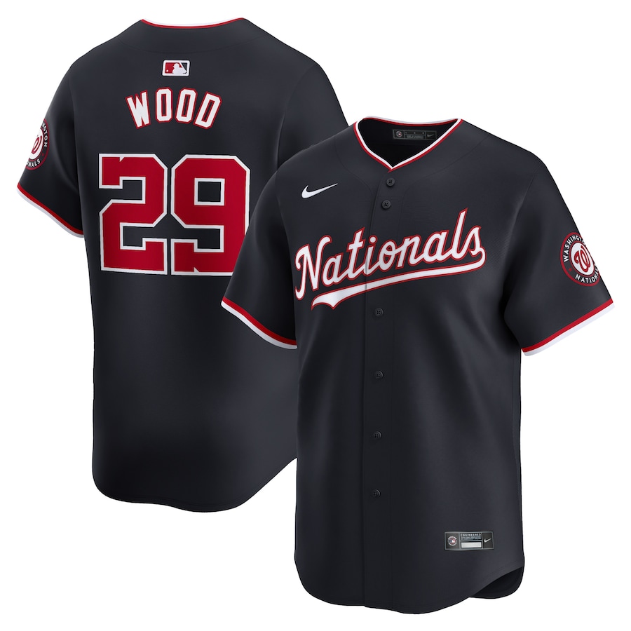 Men's Washington Nationals James Wood Nike Navy Alternate Limited Player Jersey - ujerseystore