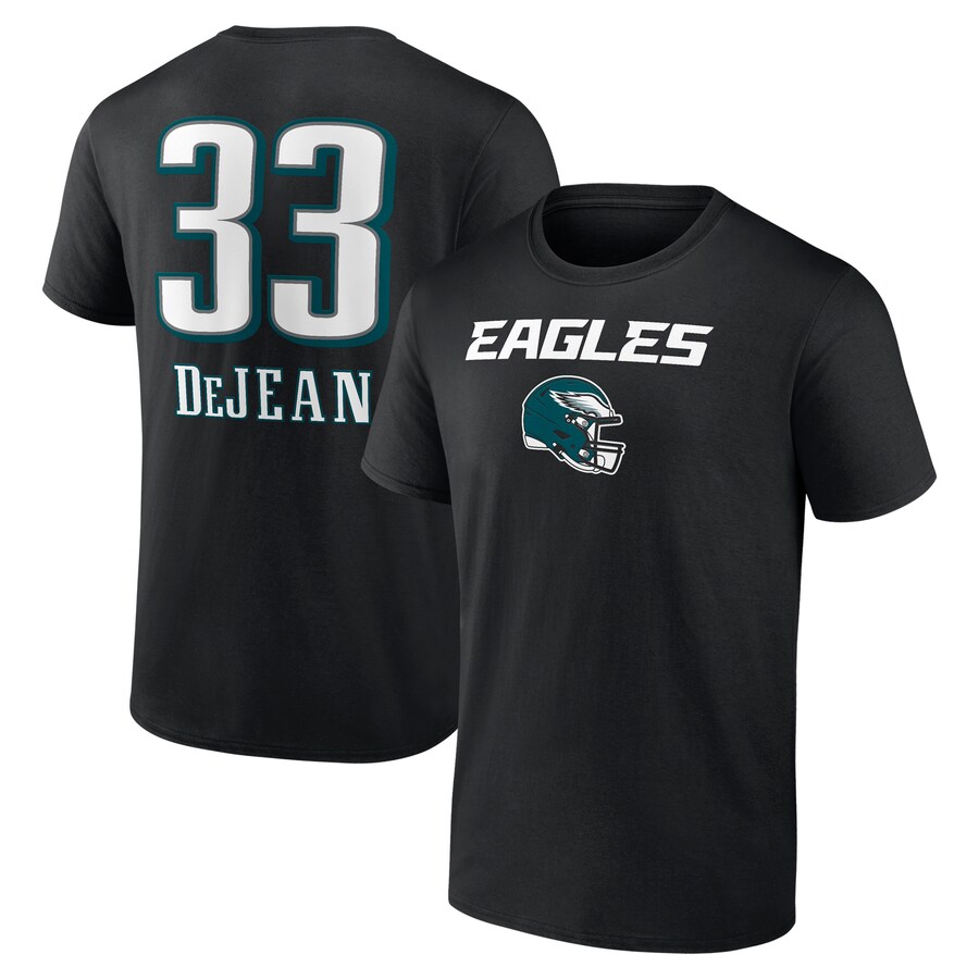 Men's Philadelphia Eagles Cooper DeJean Black Team Wordmark Name & Number T-Shirt - ujerseystore
