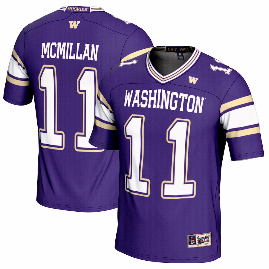 Jalen McMillan Washington Huskies GameDay Greats Youth NIL Player Football Jersey - Purple - ujerseystore