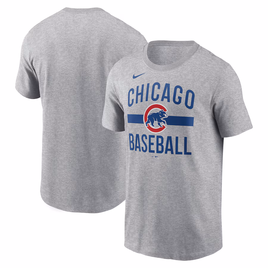Men's Chicago Cubs Nike Heather Gray Arched T-Shirt - ujerseystore